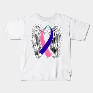 Winged Awareness Ribbon (Thyroid Cancer) Kids T-Shirt